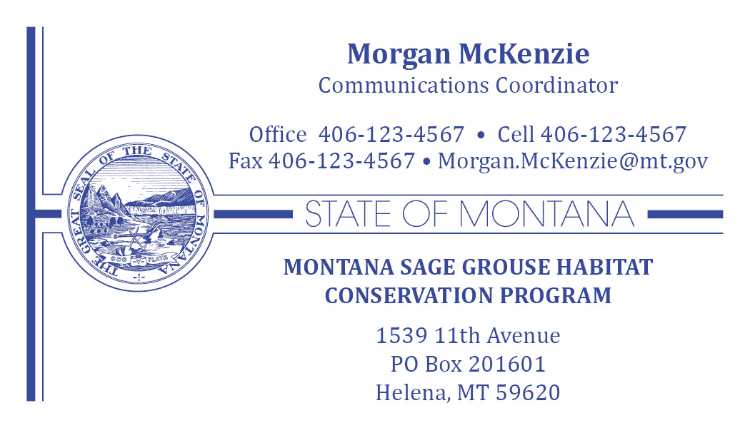 Business Card Template Montana Department of Natrual Resources Option 3 Front
