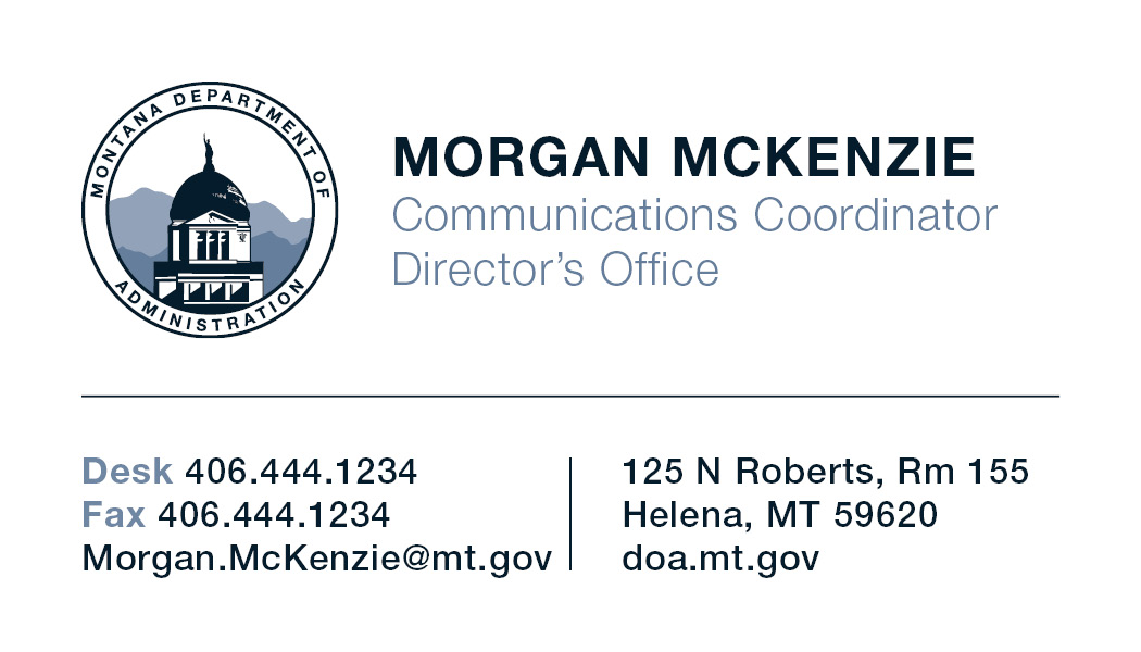 Business Card Template Montana Department of Administration Directors Office Option 3 Front