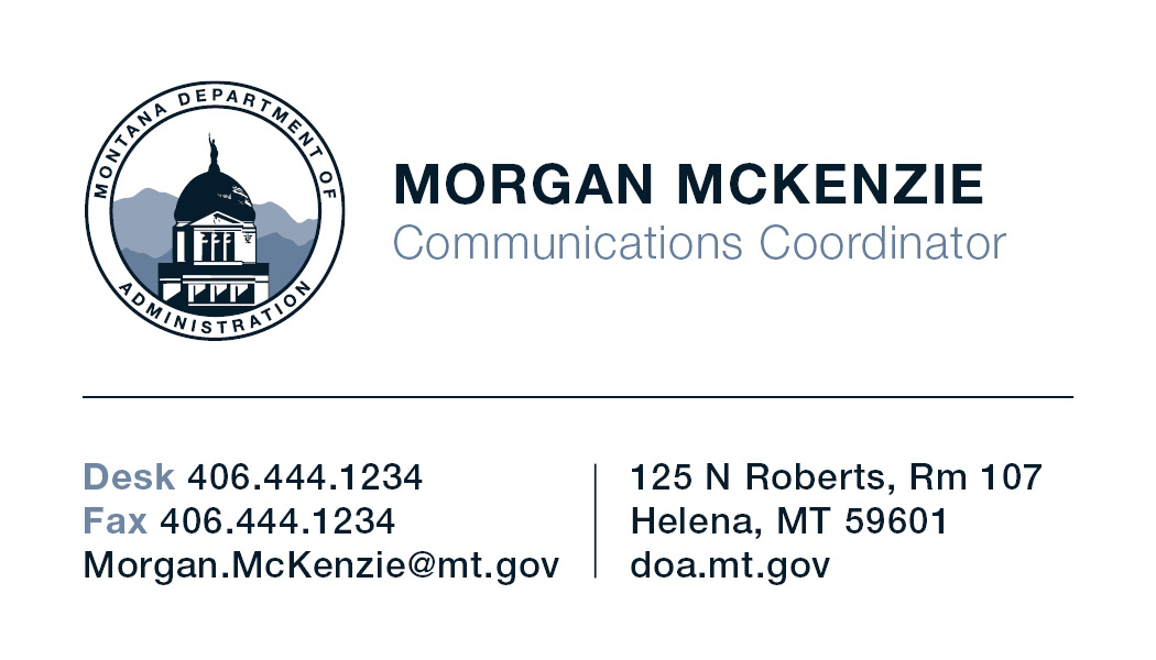 Business Card Template Montana Department of Administration Human Resources Option 5 Front