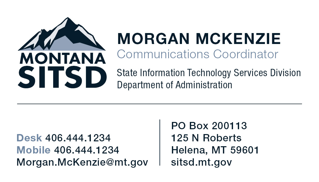 Business Card Template Montana Department of Administration State Information Technology Services Option 8 Front