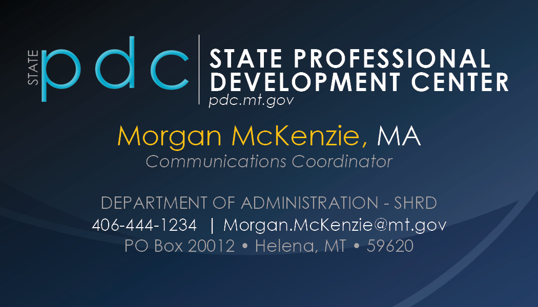 Business Card Template Montana Department of Administration Professional Development Center Option 10 Front