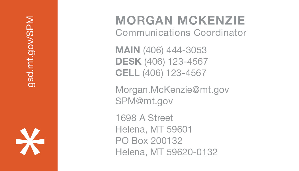 Business Card Template Montana Department of Administration State Print and Mail Option 15 Front