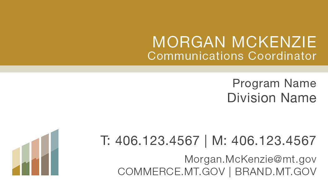 Business Card Template Montana Department of Commerce gold
