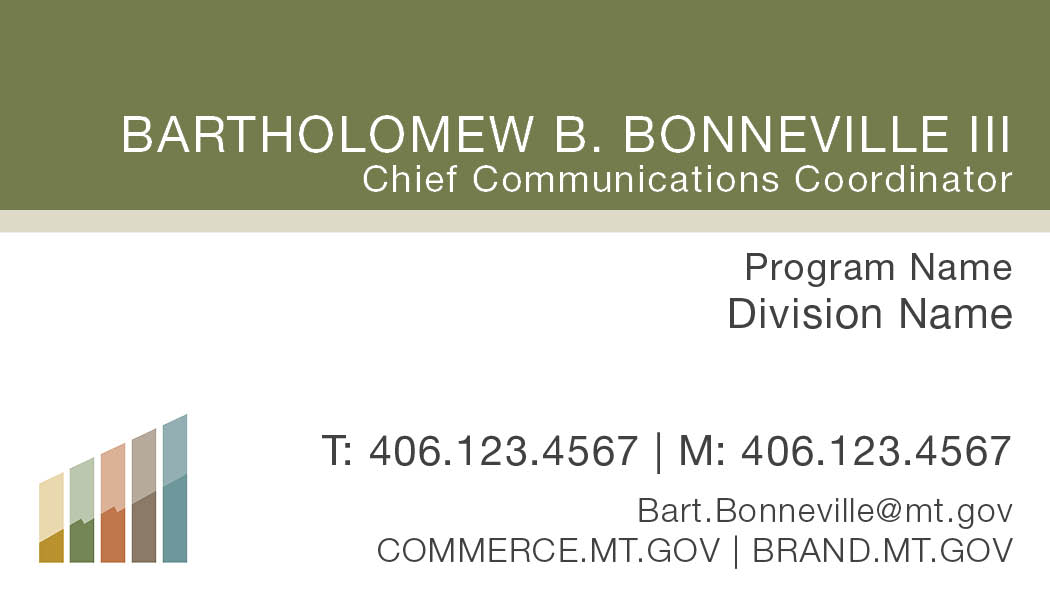 Business Card Template Montana Department of Commerce green