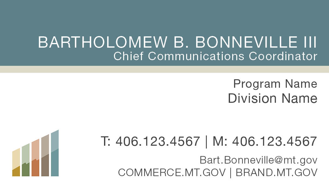 Business Card Template Montana Department of Commerce teal