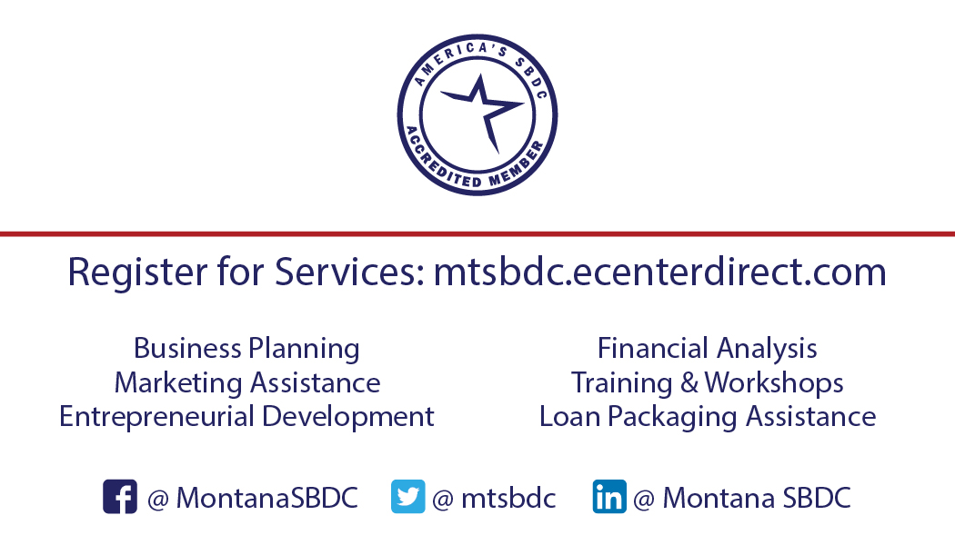 Business Card Template Montana Department of Commerce Small Business Development Centers Back