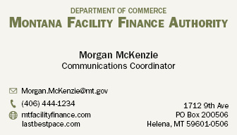 Business Card Template Montana Department of Commerce Montana Facility Finance Authority Front