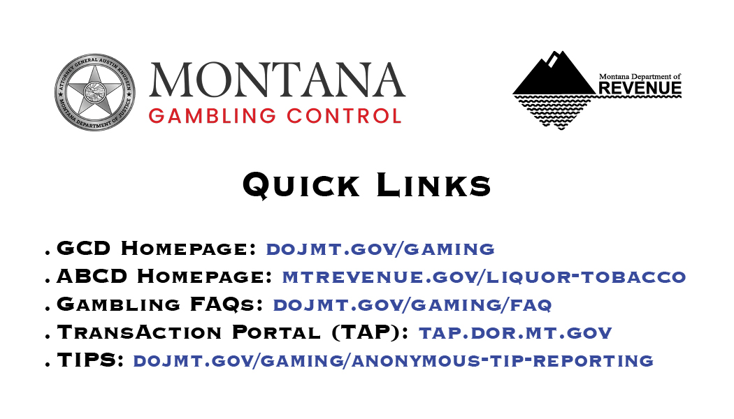 Business Card Template Montana Department of Justice Gambling Control Option 7 Back
