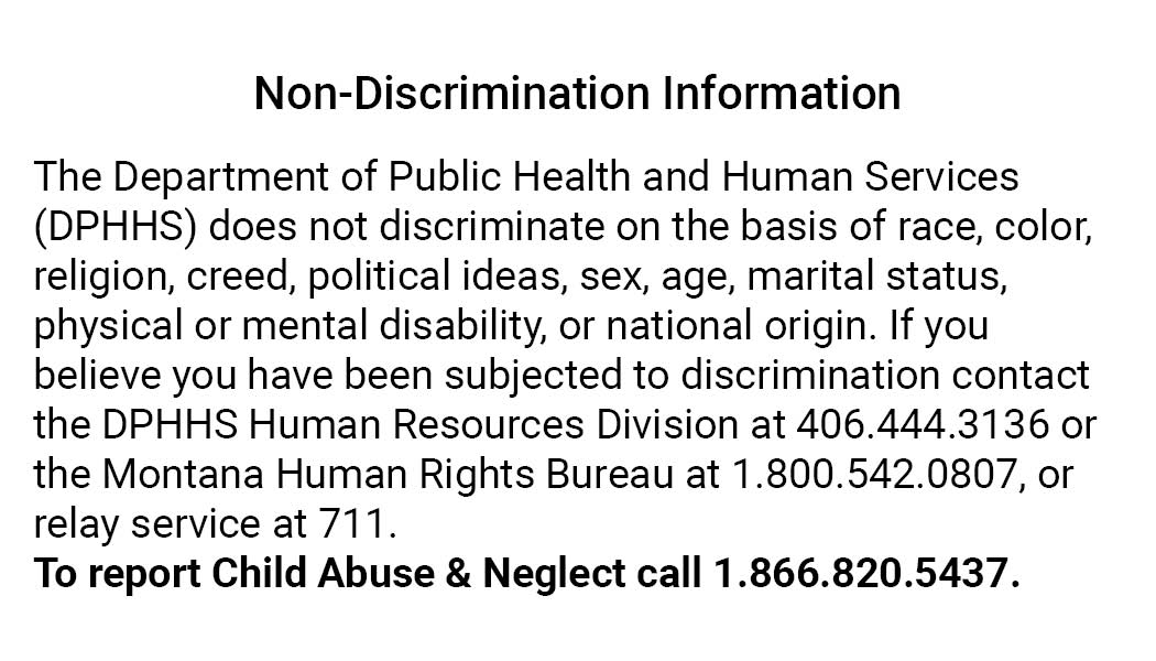 Business Card Template Montana Department of Health and Human Services Option 1 A Non-Discrimination Back