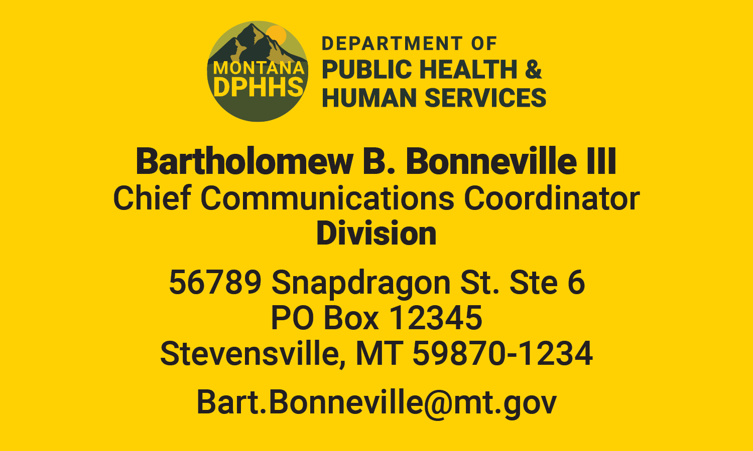 Business Card Template Montana Department of Health and Human Services Option 2 Blind and Low Vision Services Front