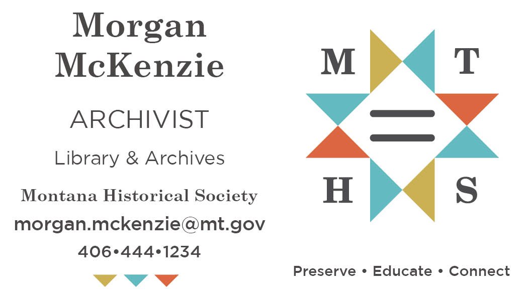 Business Card Template Montana Historical Society Option 1 Front