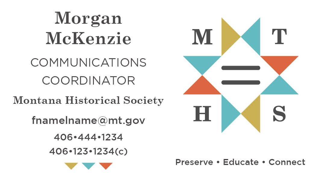 Business Card Template Montana Historical Society Option 3 Front