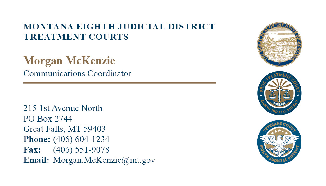 Business Card Template Montana 8th Judicial District Treatment Courts Option 1 Front
