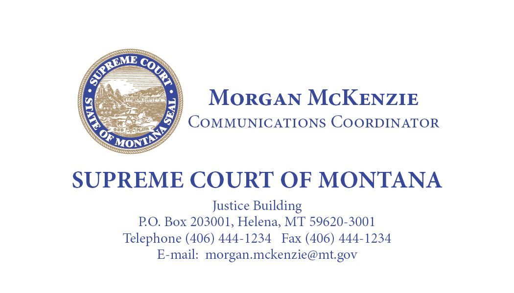 Business Card Template Montana Supreme Court Option 13 Front