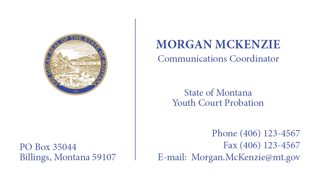 Business Card Template Montana Supreme Court Youth Court Probation Option 14 Front