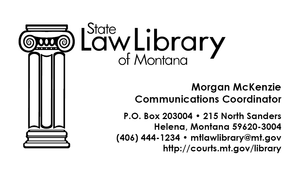 Business Card Template Montana State Law Library Option 16 Front