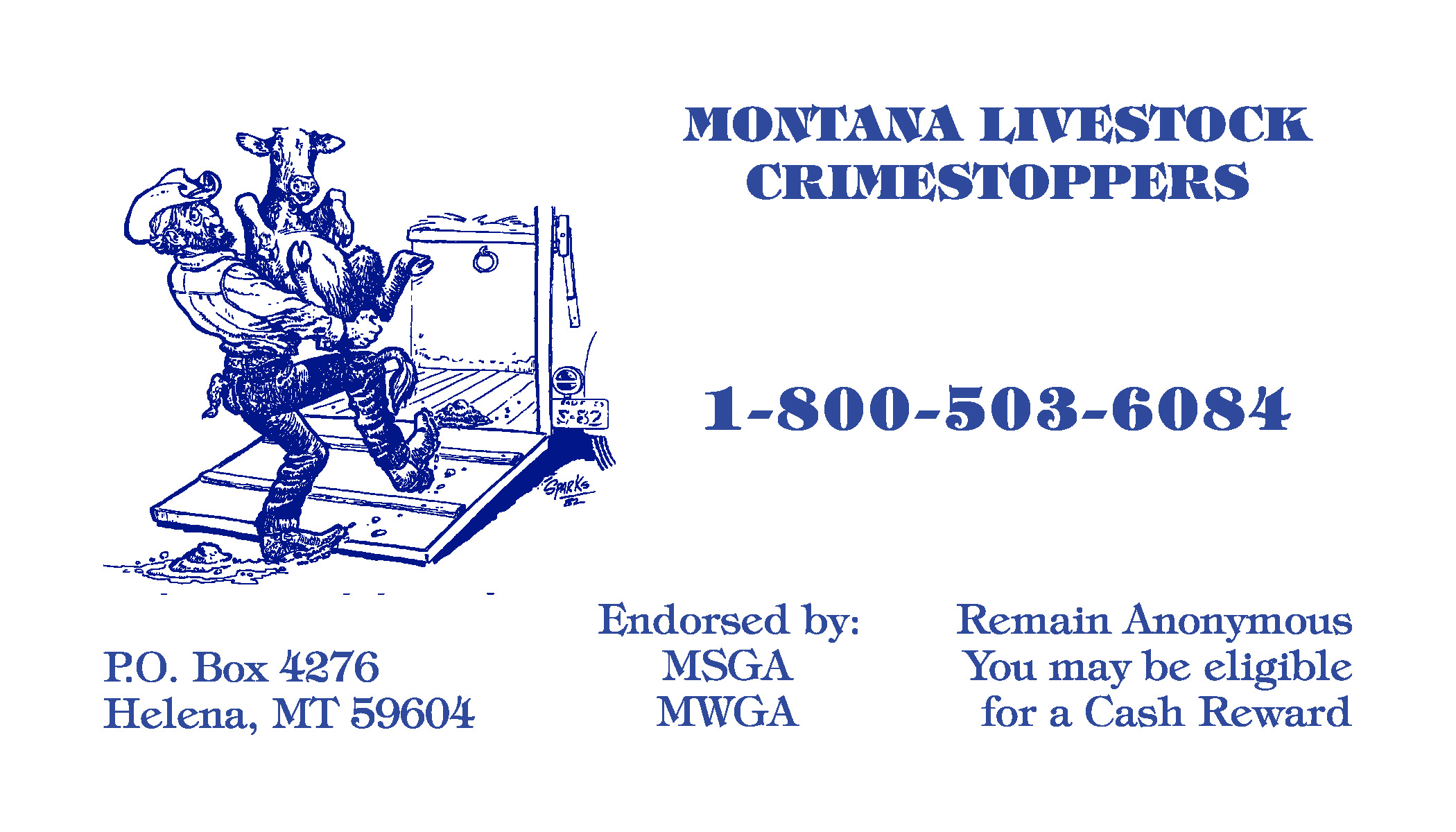 Business Card Template Montana Department of Livestock Brands Enforcement Division Option 1 Back