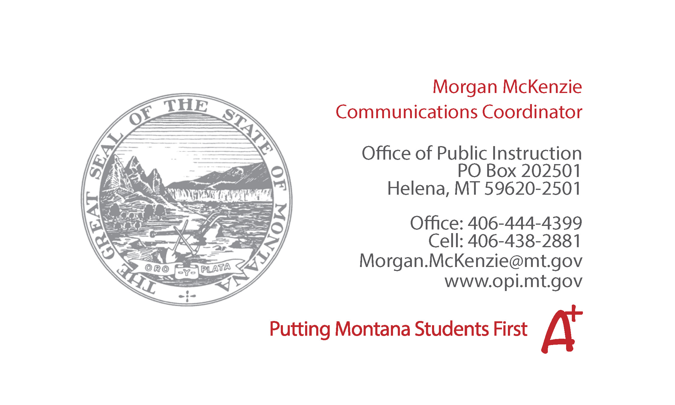 Business Card Template Montana Department of Natrual Resources Option 1 Front